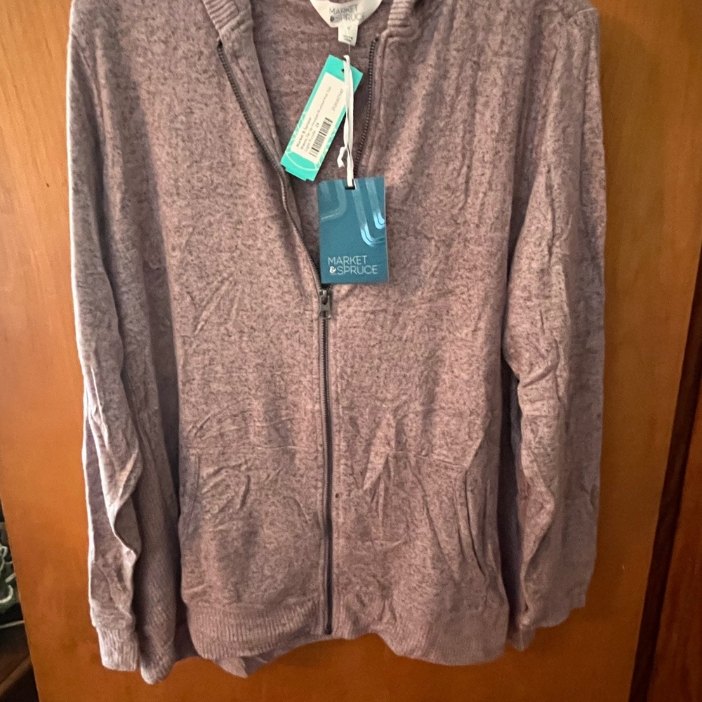 Market & Spruce Heathered Purple Zip-Up Jacket